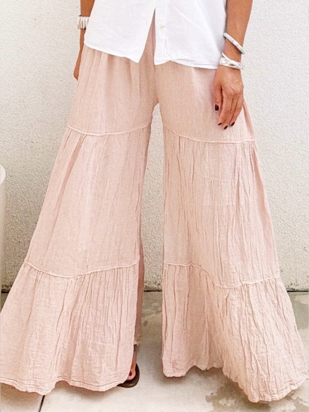 Blush tiered pants